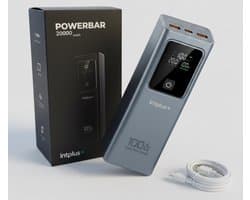 intplus+ Power Bar 100W Powerbank – 20000mAh – MacBook & Laptop Oplader – USB-C PD Snelladen – Inclusief USB-C Kabel – Vliegtuig Klaar