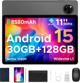 DOOGEE Tab A9 Pro+ Android 15-tablet met toetsenbord 11-inch scherm + 90 Hz verversingssnelheid 6 GB RAM + 128 GB opslagruimte 8580 mAh-batterij Octa-Core T7200-processor 13 MP-camera,Grijs — thumbnail 1