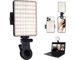 3-in-1 Zelfie Verlichting - Voor- en Achterkant Clip voor Alle Schermen - USB Oplaadbaar voor TikTok en Make-up - Videoconferentie Lamp - Wit - 1 Stuk