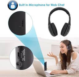 JeiibrZui Draadloze Tv-hoofdtelefoon - Bluetooth-hoofdtelefoon Met Ruisonderdrukking - Voor Tv-kijken En Online Chatten - 1 - Zwart — thumbnail 5