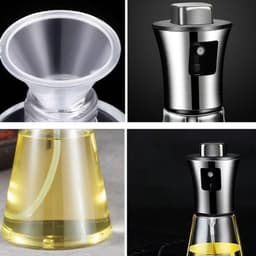 Olieverstuiver - Huishoudelijke vernevelaar, roestvrijstalen olieverstuiver van voedingskwaliteit - Zilver - Keukenverstuiver - Glazen oliedispenser - Geschikt voor keuken, airfryer, barbecue - Conisch — thumbnail 3