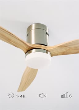 CREATE - Plafondventilator 40W silent 100% hout (Ø132cm) (ruimtes 10m²-25m²) - Nikkel / Licht hout - Met licht - Controller voor wandmontage + afstandsbediening - WIND CALM NATURAL WOOD — thumbnail 5