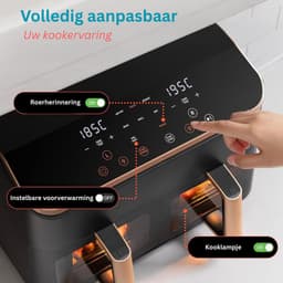 MKSS® Dubbele Airfryer XXXL - Duo Heteluchtfriteuse - Geschikt voor Accessoires - Zwart en Roségoud — thumbnail 2