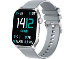 OOQE WATCH PRO 8 - Smartwatch Heren en Dames | Geschikt voor iOS en Android | AMOLED | Notificaties | Gezondheidsanalyse | Sportanalyse | GPS Koppeling | Bellen | Muziek/Audio Luisteren | Ergonomisch | Nederlandstalig | Grijs