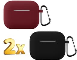 Telestore - hoesje geschikt voor AirPods Pro 3 soft case cover - 2 stuks zwart en rood - TPU hoesje Beschermhoes - AirPods Pro 3 Cover - AirPods Pro 3 hoesje - Geschikt voor Apple AirPods Pro 3 - gel hoesje met sleutelhanger — thumbnail 1
