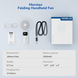 Draagbare Miniventilator 5200 mAh - Oplaadbare USB Ventilator met 6 Snelheidsniveaus | Opvouwbare Handventilator voor Thuis, Kantoor en Buiten — thumbnail 3
