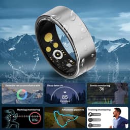 Royal Empire Smart Ring – Slimme Ring voor Heren & Dames – Inclusief Oplaaddoosje – Slaapmonitoring, Hartslag, Bloeddruk & SpO2 – IP68 Waterdicht – Nederlandse App – Zilver – Maat 11 — thumbnail 5