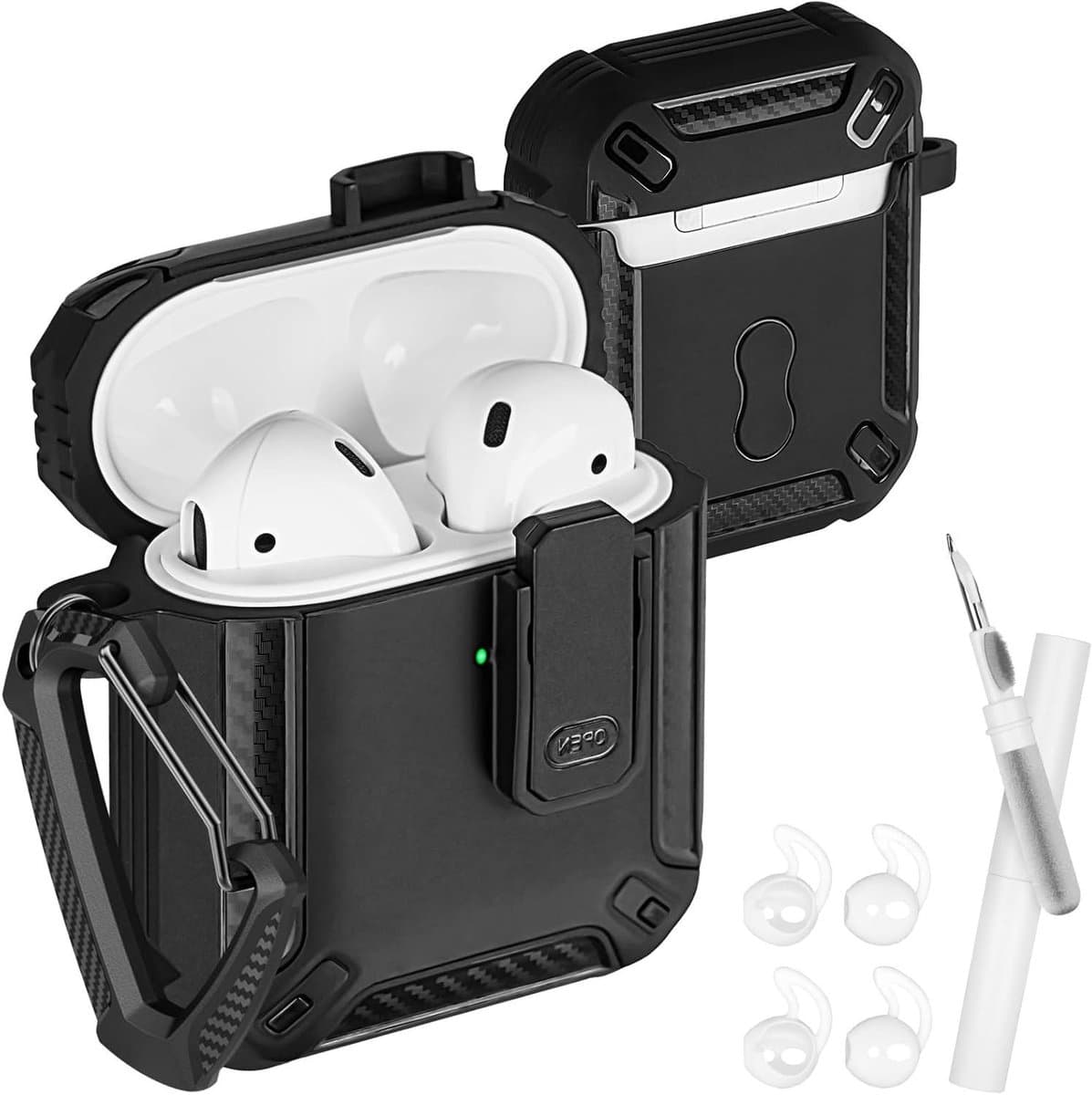 Brenzoos - Zwarte Beschermhoes voor AirPods 1/2 Generatie - Compatibel - Duurzaam Materiaal - Type A — afbeelding 1