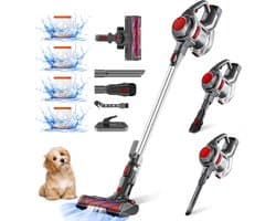 Elekiatech Steelstofzuiger - Steelstofzuiger Draadloos - 2600 mAh Accu - 50 Minuten - 1,3 L Stofbak - voor Tapijten en Harde Vloere