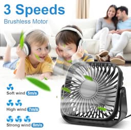 Mini USB Tafelventilator 10 cm - Stil, 360° Rotatie, 3 Snelheden voor Thuis en Kantoor — thumbnail 3