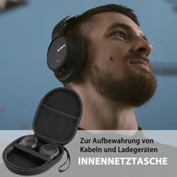 Draagbare Reishoes voor Draadloze Koptelefoon - Beschermtas met Ritssluiting en Binnenvak - Voor Over-Ear Hoofdtelefoons - Zwart — thumbnail 2