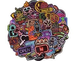 Daily Essentialz Neon Stickers - Skateboard Stickers - Stickers voor volwassenen - VSCO Stickers - Bullet journal stickers - Stickerboek - Laptop Stickers - 50 stuks