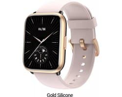 Belesy® LAOS – Smartwatch Dames – Smartwatch Heren – Horloge – 1.78 inch Touchscreen Kleurenscherm – Stappenteller – Hartslag – Zuurstofgehalte – 100+ Sporten – Calorieën – Bluetooth 5.1 – Rosegoud Roze Siliconen - Moederdag