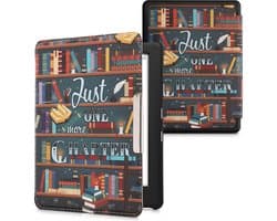 kwmobile e-reader hoesje geschikt voor Kobo Glo HD / Touch 2.0 hoes - E reader flip case met magnetische sluiting - Ereader cover - bibliotheek design in meerkleurig