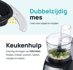 MOA – Foodprocessor – Keukenmachine en blender – 1,5 liter – 1200 Watt – Citruspers – Incl. accessoires – FP511 — thumbnail 4
