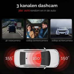 RedTiger F17 Dashcam voor auto - Ultra 4K & 1080P & 1080P– Voor en Achter Camera – Binnenkant camera - 2025 Model - WiFi en GPS – 3.0 Inch met App - Sony Sensor - Dashcams - Parkeerbewaking - G Sensor - Loop opname - Sony Starvis 2 sensor — thumbnail 2