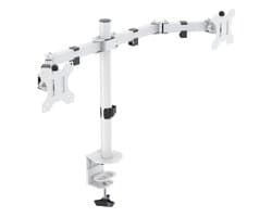 Deltaco GAM-040 - Monitor Arm - Bureaustandaard voor 2 Schermen - 13-32 inch - 90° Zwenkbaar - Wit