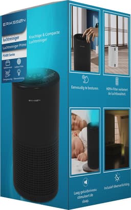 Erikssøn Luchtreiniger Prime - Met Hepa Filter 2x - 70 m3/u - Vermindert Stof En Pollen - Air Purifier - Zwart — thumbnail 8
