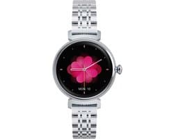 Kiraal Glimmer - Stijlvolle Smartwatch - Dames Smartwatch - Full-touch Scherm- Android & iOS - Zilver