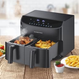 GOURMETmaxx Airfryer met Dubbele Kamer 2x3,5 L Zwart met Touchdisplay en Timer Energiezuinig Frituren 10 Programma’s 2400 W — thumbnail 5