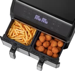Inventum GF800HLD Dubbele Airfryer XXL - 8L - Dual Cook - Grill- & roosterfunctie - 8 programma's - 80-200 °C - PFAS-vrij - Tot 6 personen - Zwart/RVS — thumbnail 4