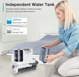 Vlekkenreiniger - Tapijtreiniger - Reinigingsmachine - Draagbare Nat- en Droogzuiger - non-onafhankelijke tank voor Stoffen Banken/Gordijnen/Kussens - Tapijtreiniger Stofzuiger - Bankreiniger - met Extra Borstels — thumbnail 5