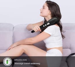Massageapparaat - Snoerloze massageapparaat - Percussie hand massager met warmte functie en verwisselbare nodes - Oplaadbaar met instelbare intensiteit - Diepe massage voor nek, rug, cadeau — thumbnail 2