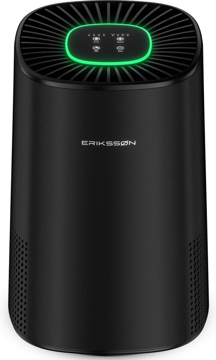Erikssøn Luchtreiniger Elite - Zwart - 240 m3/u - Vermindert Stof En Pollen - Hepa 14 Filter - Instelbare Ionisator - Air Purifier - Extra stil in slaapmode - Clean Air — afbeelding 1