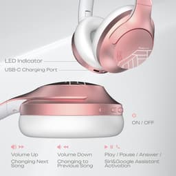 PowerLocus P3 - Bluetooth Koptelefoon – Draadloos – Over-ear – incl. Premium Case – 50 uur batterijduur – Microfoon - Rose Gold — thumbnail 8