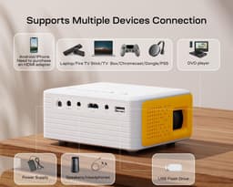 Mini Beamer Full HD 1080P - 120 ANSI Lumen - Projector met Afstandsbediening - voor Mobiele Telefoon/PC/PS4/PS5/Xbox/Firestick — thumbnail 4