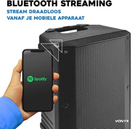 Speaker met Bluetooth - Vonyx VSA500BP - 800 Watt - Partybox - 2 draadloze mics - 1 heaset mic — thumbnail 2