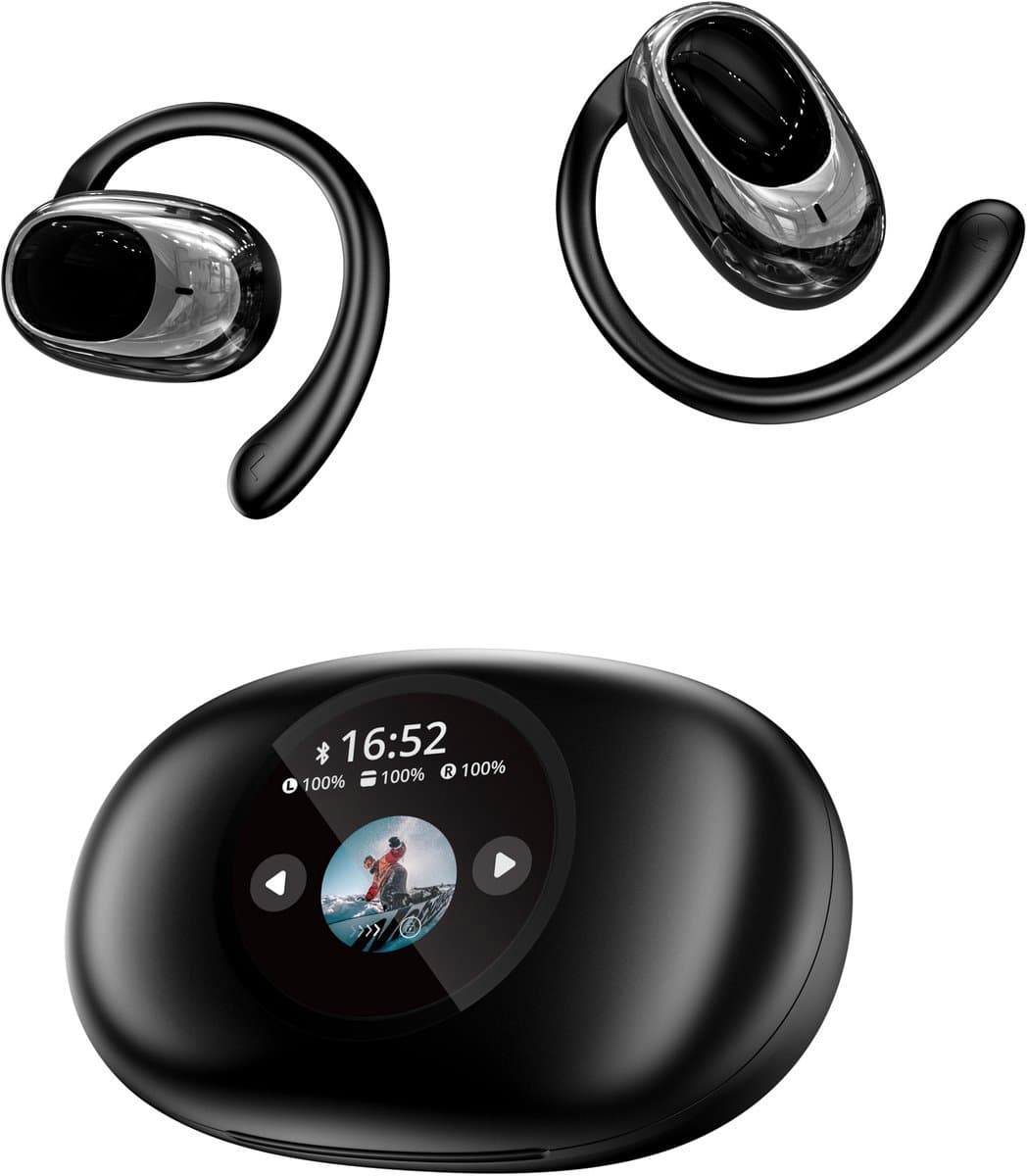 Draadloze In Ear Oordopjes Bluetooth 5.4-Sport Bluetooth Oordopjes -Laadkast met slim kleurenscherm-Noise Cancelling- Touch Control Open Oor waterdichte oortelefoon-Inclusief Oorhaak — afbeelding 1