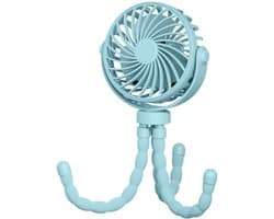 Handventilator - Draagbare Ventilator Oplaadbaar - Blauw - Hand Tafelventilator Draadloos - Kinderwagen Mini Fan - 3 Standen - mini ventilator - festival ventilator - octopus ventilator — afbeelding 1