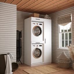 Wasophoogte® Wasmachine Kast New York - Wasmachine verhoger - Wasmachine ombouw - 700(D)*1115(B)*2110(H) mm - Wit — thumbnail 3