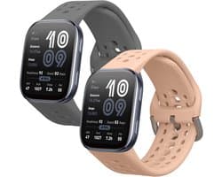 kwmobile horlogebandje geschikt voor Amazfit Bip 6 polsband - Smartwatch bandje van TPU - Activity tracker horloge band in donkergrijs / oudroze