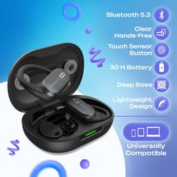 PowerLocus Jumpy - Open-Ear Koptelefoon voor Kinderen - Draadloze Oordopjes - met 85dB Volumebegrenzing - Bluetooth 5.3 - Draadloze oortjes - Waterproof Sport Oortjes - Universeel - Zwart/Blauw — thumbnail 2