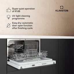 Klarstein Vaatwasser inbouwvaatwasser - Compact model van 45 cm, 6 couverts, UV-hygiëne, AquaStop, energie-efficiëntieklasse D, stil 49 dB, intuïtieve bediening - Vaatwasmachine Compacte - 6 Maatgedekken - voor Keuken - Eco-Programma — thumbnail 5