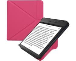 kwmobile e-reader hoesje geschikt voor Kobo Libra H2O hoes - Ereader flip case met standaard - E reader cover van kunstleer - In neon roze