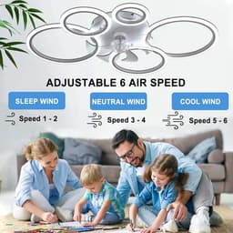 RFWR® Moderne Plafondventilator met Dimbare LED Verlichting en 6 Snelheden – Perfect voor Woon- en Slaapkamers — thumbnail 1