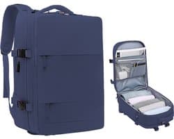 Somstyle Reis Rugzak - 45 x 31 x 20 CM - Handbagage Tas met Schoenenvak - Schooltas - Met USB-Oplaadpoort - Geschikt voor 14 Inch Laptop - Donkerblauw