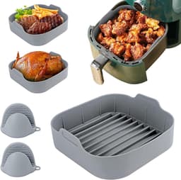 Geschikt voor Airfryer siliconen accessoires- herbruikbare siliconen 8.1 Airfryer liners met handschoenen tang isolatiemat 5 stuks herbruikbare siliconen Airfryer mand accessoires voor 4-7L-6L — thumbnail 2