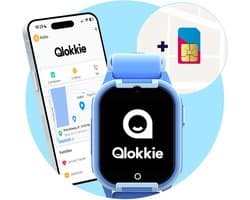 Qlokkie Kiddo Lite - GPS horloge kind - Smartwatch kinderen - GPS tracker kind met nauwkeurige locatiebepaling - GPS horloge kind met simkaart - Stel veilige zones in - SOS functie - Blauw