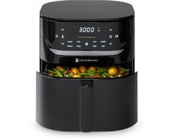 KitchenBrothers Airfryer XL - 5L - 1500W - PFAS-Vrij - Heteluchtfriteuse - 80ºC tot 200ºC - 8 Kookprogramma's - Zwart
