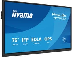 iiyama TE7513A-B1AG beeldkrant Interactief flatscreen 190,5 cm (75") Wifi 500 cd/m² 4K Ultra HD Zwart Touchscreen Type processor Android 18/7