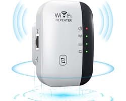 WiFi Repeater 300 Mbps WLAN Versterker 2,4 GHz - WiFi Signaal Uitbreiding - Verbindingsverbeteraar met RJ45 Poort - met Repeater/AP Mode en WPS Functie - Dekking 300 m2 - Doordringend