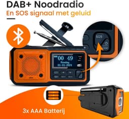 Nince Noodradio DAB+ Solar Opwindbaar - Draagbare Radio met Bluetooth - Powerbank & Zaklamp - Noodradio Op Batterijen en USB-C - Voor Noodsituaties & Kamperen — thumbnail 4