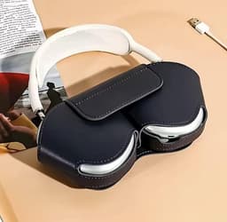 Case Accessoires - Koptelefoonhoesje - Leren hoesje - Krasbestendig, stofdicht, draagbaar reishoesje - Stofdichte reistas - Opbergtas voor koptelefoon - Compatibel met Apple Airpods Max smart case - Zwart — thumbnail 5
