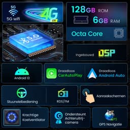 JUNSUN Autoradio - Geschikt voor Peugeot 107 Citroen C1 Toyota Aygo, - Android 15 - 10.1''- 6+128 GB - Draadloos Carplay & Android Auto - GPS Navi & SWC & 4G & Wifi — thumbnail 4