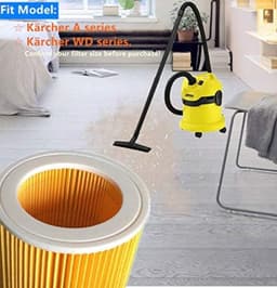 Patroonfilter - 2 Stuk - nat- en droogfilter - Geschikt voor Karcher WD3/NT18/20/38/1- Geschikt voor voor HEPA-filter WD2/MV2/3 stofzuiger filter katoen - geel — thumbnail 5