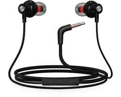 Gaming Oortjes met draad - Haakse 3,5mm Jack Aansluiting - In Ear Oordopjes met microfoon - Ingebouwde afstandsbediening - Zwart